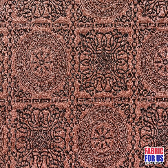 Bronze Persian-Design Knit Glitter Stretch Fabric 56/58" Wide - Picture 1 of 3